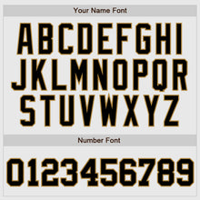 Laden Sie das Bild in den Galerie-Viewer, Custom White Black Pinstripe Black-Old Gold Authentic Raglan Sleeves Baseball Jersey