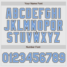 Laden Sie das Bild in den Galerie-Viewer, Custom White Black Pinstripe Light Blue-Black Authentic Raglan Sleeves Baseball Jersey