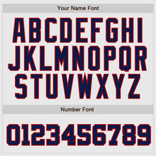 Laden Sie das Bild in den Galerie-Viewer, Custom White Navy Pinstripe Navy-Red Authentic Raglan Sleeves Baseball Jersey