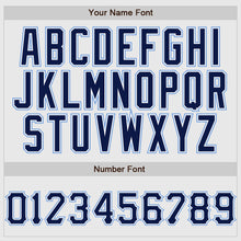 Laden Sie das Bild in den Galerie-Viewer, Custom White Navy Pinstripe Navy-Light Blue Authentic Raglan Sleeves Baseball Jersey