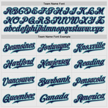 Laden Sie das Bild in den Galerie-Viewer, Custom White Navy Pinstripe Navy-Teal Authentic Raglan Sleeves Baseball Jersey