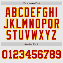 Laden Sie das Bild in den Galerie-Viewer, Custom White Red Pinstripe Red-Gold Authentic Raglan Sleeves Baseball Jersey