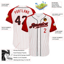 Laden Sie das Bild in den Galerie-Viewer, Custom White Red Pinstripe Black-Red Authentic Raglan Sleeves Baseball Jersey