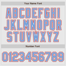 Laden Sie das Bild in den Galerie-Viewer, Custom White Light Blue Pinstripe Light Blue-Red Authentic Raglan Sleeves Baseball Jersey