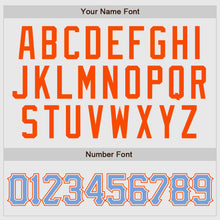 Laden Sie das Bild in den Galerie-Viewer, Custom White Light Blue Pinstripe Light Blue-Orange Authentic Raglan Sleeves Baseball Jersey