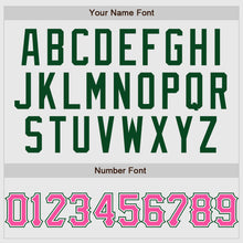 Laden Sie das Bild in den Galerie-Viewer, Custom White Green Pinstripe Pink-Green Authentic Raglan Sleeves Baseball Jersey