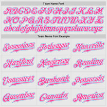 Laden Sie das Bild in den Galerie-Viewer, Custom White Pink Pinstripe Light Blue-Pink Authentic Raglan Sleeves Baseball Jersey