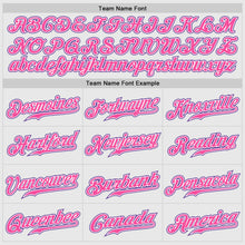 Laden Sie das Bild in den Galerie-Viewer, Custom White Pink Pinstripe Purple-Pink Authentic Raglan Sleeves Baseball Jersey