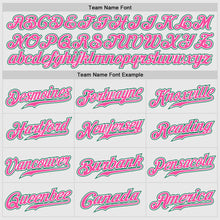 Laden Sie das Bild in den Galerie-Viewer, Custom White Pink Pinstripe Kelly Green-Pink Authentic Raglan Sleeves Baseball Jersey