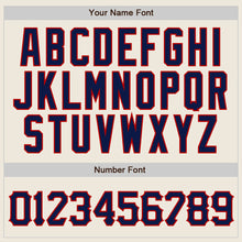 Load image into Gallery viewer, Custom Cream Navy Pinstripe Navy-Red Authentic Raglan Sleeves Baseball Jersey