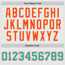 Laden Sie das Bild in den Galerie-Viewer, Custom White Aqua Pinstripe Aqua-Orange Authentic Raglan Sleeves Baseball Jersey