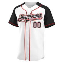 Charger l'image dans la galerie, Custom White Black-Red Authentic Raglan Sleeves Baseball Jersey