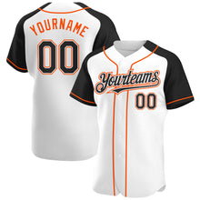 Charger l'image dans la galerie, Custom White Black-Orange Authentic Raglan Sleeves Baseball Jersey