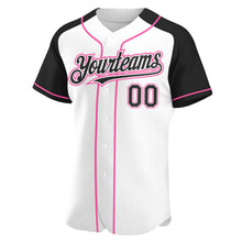 Charger l'image dans la galerie, Custom White Black-Pink Authentic Raglan Sleeves Baseball Jersey