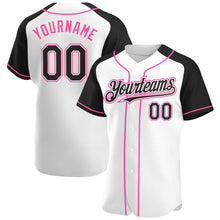 Charger l'image dans la galerie, Custom White Black-Pink Authentic Raglan Sleeves Baseball Jersey