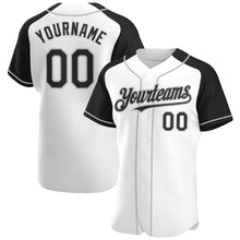 Charger l'image dans la galerie, Custom White Black-Gray Authentic Raglan Sleeves Baseball Jersey