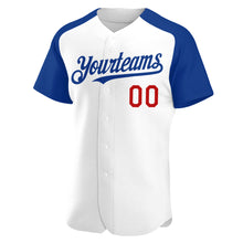 Загрузить изображение в средство просмотра галереи, Custom White Royal-Red Authentic Raglan Sleeves Baseball Jersey