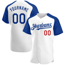Загрузить изображение в средство просмотра галереи, Custom White Royal-Red Authentic Raglan Sleeves Baseball Jersey