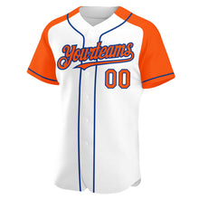 Загрузить изображение в средство просмотра галереи, Custom White Orange-Royal Authentic Raglan Sleeves Baseball Jersey