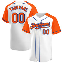 Загрузить изображение в средство просмотра галереи, Custom White Orange-Royal Authentic Raglan Sleeves Baseball Jersey