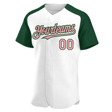 Загрузить изображение в средство просмотра галереи, Custom White Medium Pink-Green Authentic Raglan Sleeves Baseball Jersey