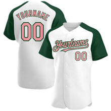 Загрузить изображение в средство просмотра галереи, Custom White Medium Pink-Green Authentic Raglan Sleeves Baseball Jersey