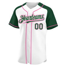 Загрузить изображение в средство просмотра галереи, Custom White Green-Pink Authentic Raglan Sleeves Baseball Jersey