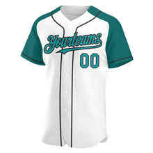 Загрузить изображение в средство просмотра галереи, Custom White Teal-Black Authentic Raglan Sleeves Baseball Jersey