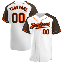 Загрузить изображение в средство просмотра галереи, Custom White Brown-Orange Authentic Raglan Sleeves Baseball Jersey