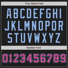 Загрузить изображение в средство просмотра галереи, Custom Black Pink-Light Blue Authentic Raglan Sleeves Baseball Jersey