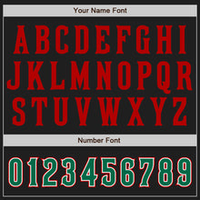 Загрузить изображение в средство просмотра галереи, Custom Black Kelly Green-Red Authentic Raglan Sleeves Baseball Jersey