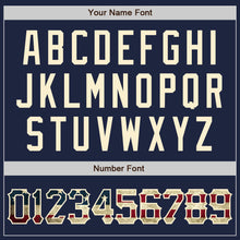 Laden Sie das Bild in den Galerie-Viewer, Custom Navy Vintage USA Flag Crimson-Cream Authentic Raglan Sleeves Baseball Jersey