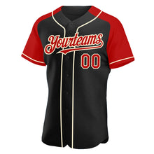 Load image into Gallery viewer, Custom Black Red-Cream Authentic Raglan Sleeves Baseball Jersey