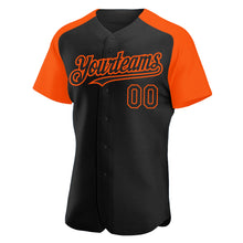 Загрузить изображение в средство просмотра галереи, Custom Black Orange Authentic Raglan Sleeves Baseball Jersey