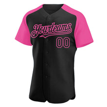 Load image into Gallery viewer, Custom Black Pink Authentic Raglan Sleeves Baseball Jersey