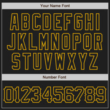 Load image into Gallery viewer, Custom Black Gold Authentic Raglan Sleeves Baseball Jersey