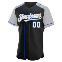 Load image into Gallery viewer, Custom Black White Gray-Royal Authentic Raglan Sleeves Baseball Jersey