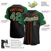 Load image into Gallery viewer, Custom Black Kelly Green-Orange Authentic Raglan Sleeves Baseball Jersey