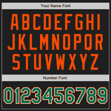 Load image into Gallery viewer, Custom Black Kelly Green-Orange Authentic Raglan Sleeves Baseball Jersey