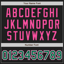 Загрузить изображение в средство просмотра галереи, Custom Black Kelly Green-Pink Authentic Raglan Sleeves Baseball Jersey