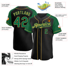 Load image into Gallery viewer, Custom Black Kelly Green-Old Gold Authentic Raglan Sleeves Baseball Jersey