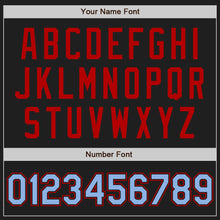 Загрузить изображение в средство просмотра галереи, Custom Black Light Blue-Red Authentic Raglan Sleeves Baseball Jersey