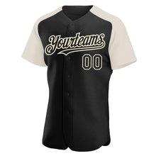 Load image into Gallery viewer, Custom Black Cream Authentic Raglan Sleeves Baseball Jersey