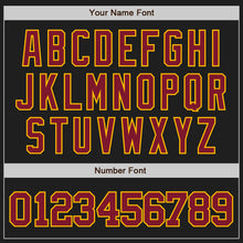 Load image into Gallery viewer, Custom Black Crimson-Gold Authentic Raglan Sleeves Baseball Jersey