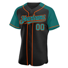Load image into Gallery viewer, Custom Black Teal-Orange Authentic Raglan Sleeves Baseball Jersey