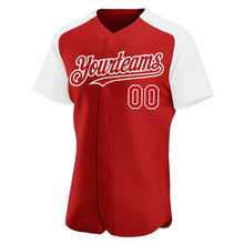 Загрузить изображение в средство просмотра галереи, Custom Red White Authentic Raglan Sleeves Baseball Jersey
