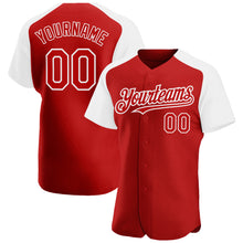 Загрузить изображение в средство просмотра галереи, Custom Red White Authentic Raglan Sleeves Baseball Jersey