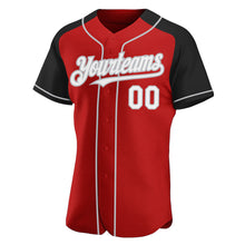 Load image into Gallery viewer, Custom Red White Black-Gray Authentic Raglan Sleeves Baseball Jersey