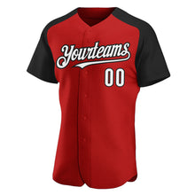 Load image into Gallery viewer, Custom Red White-Black Authentic Raglan Sleeves Baseball Jersey
