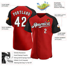 Load image into Gallery viewer, Custom Red White-Black Authentic Raglan Sleeves Baseball Jersey